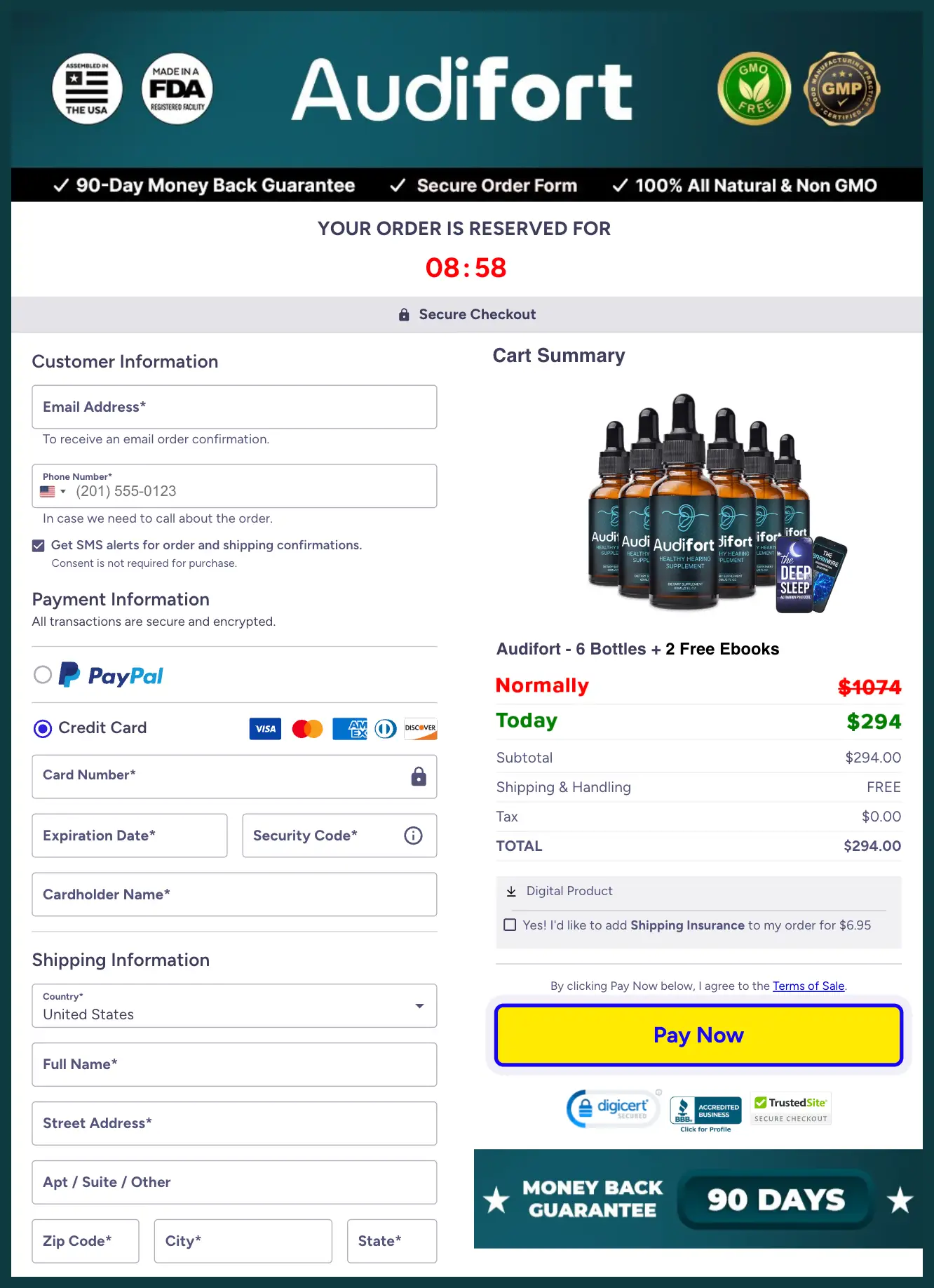 Audifort Official Website Secure Order Page